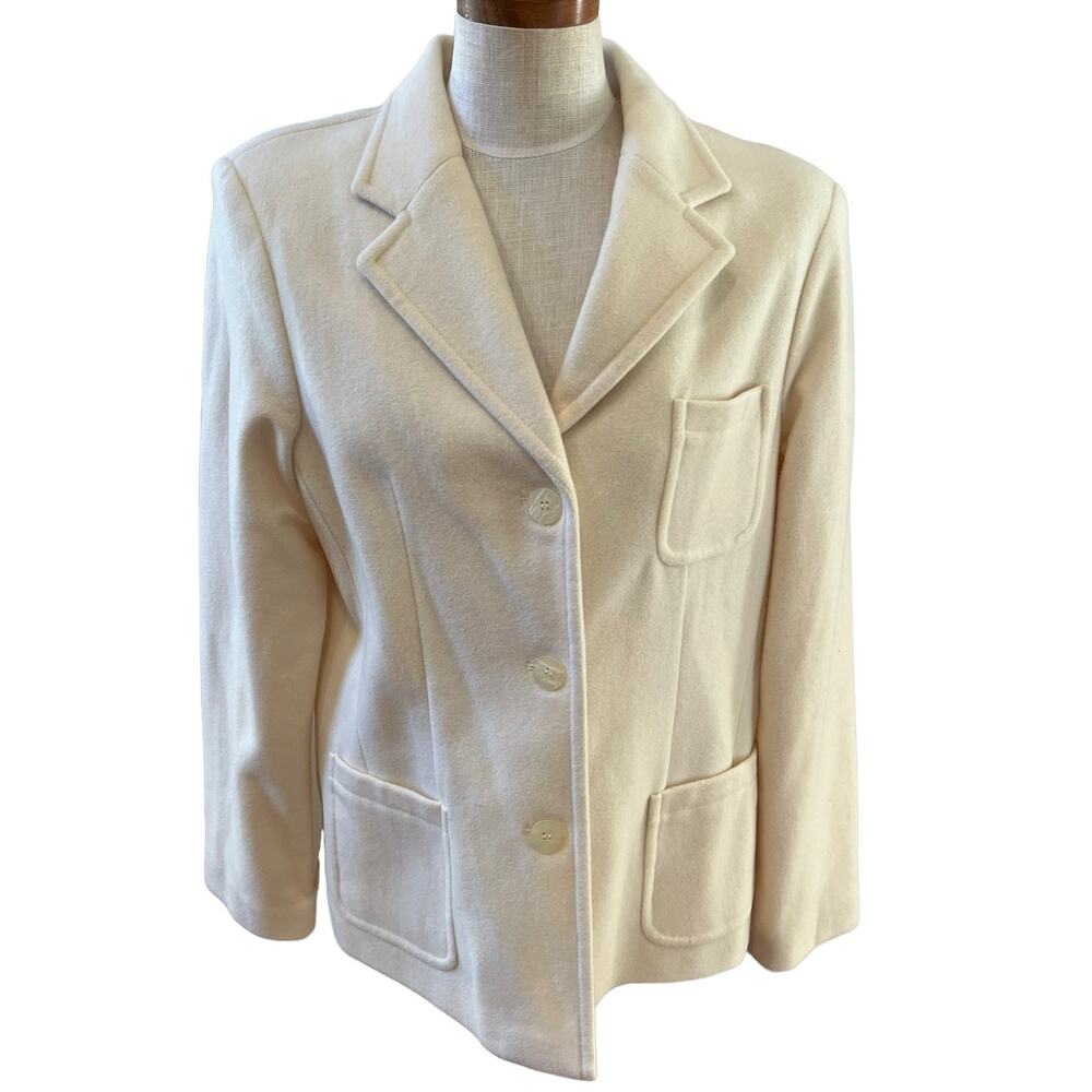 Andrea Viccaro Cream Wool Cashmere Blend Blazer 14